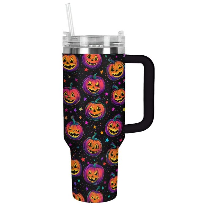 Halloween Magical Pumpkin Party Custom Stanley Quencher 40Oz Stainless Steel Tumbler With Handle - Image 11