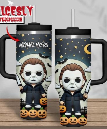 Halloween Michael Myers Movies Custom Stanley Quencher 40Oz Stainless Steel Tumbler With Handle