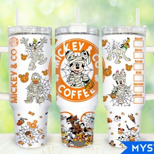 Halloween Mickey And Friends Disney Cartoon Custom Stanley Quencher 40Oz Stainless Steel Tumbler With Handle