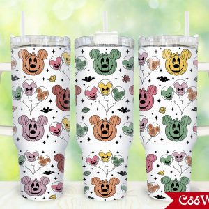 Halloween Mickey Mouse Disney Cartoon Custom Stanley Quencher 40Oz Stainless Steel Tumbler With Handle