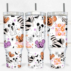 Halloween Mickey Mouse Disney Cartoon Custom Stanley Quencher 40Oz Stainless Steel Tumbler With Handle