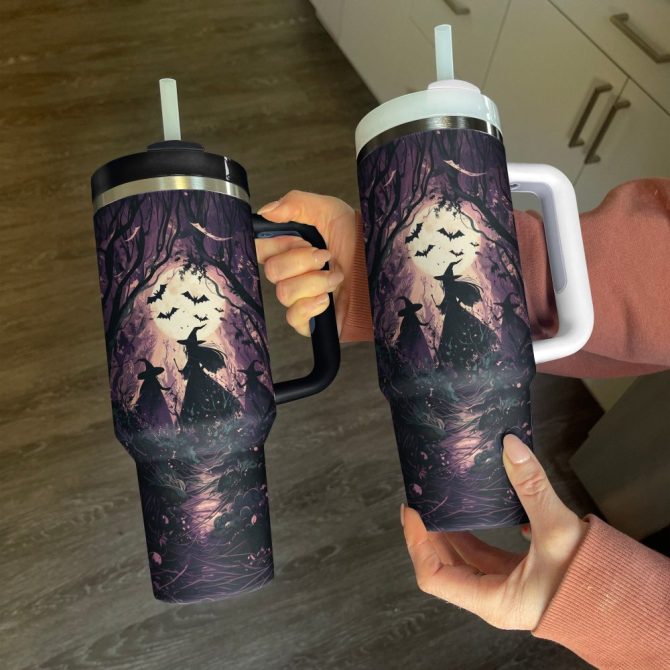 Halloween Midnight Witch Coven Custom Stanley Quencher 40Oz Stainless Steel Tumbler With Handle - Image 2