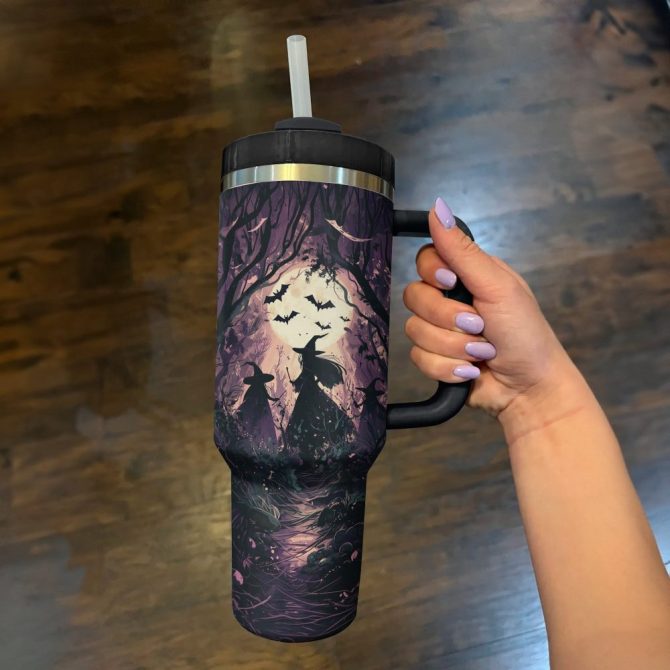 Halloween Midnight Witch Coven Custom Stanley Quencher 40Oz Stainless Steel Tumbler With Handle - Image 3