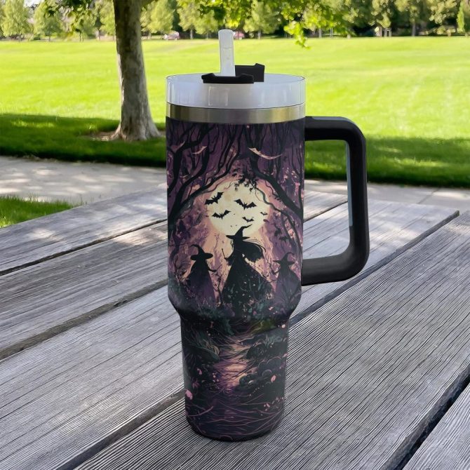 Halloween Midnight Witch Coven Custom Stanley Quencher 40Oz Stainless Steel Tumbler With Handle - Image 4