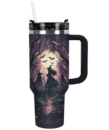 Halloween Midnight Witch Coven Custom Stanley Quencher 40Oz Stainless Steel Tumbler With Handle