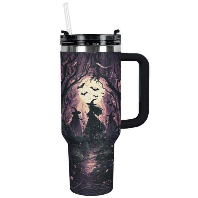 Halloween Midnight Witch Coven Custom Stanley Quencher 40Oz Stainless Steel Tumbler With Handle
