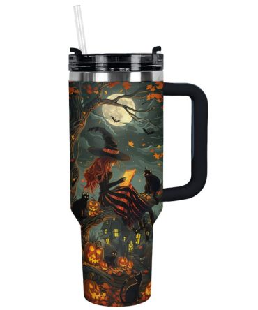 Halloween Moonlit Witching Custom Stanley Quencher 40Oz Stainless Steel Tumbler With Handle