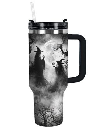 Halloween Mystical Witches Moonlight Custom Stanley Quencher 40Oz Stainless Steel Tumbler With Handle