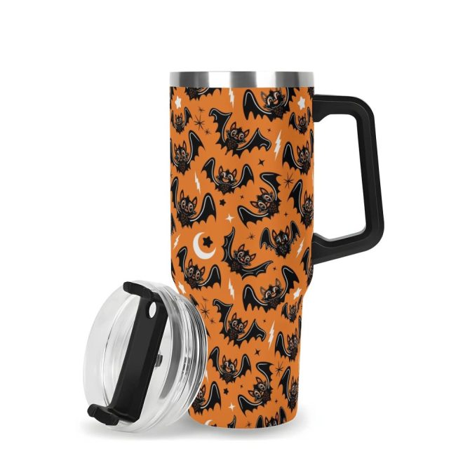 Halloween Oh Bats Cute Custom Stanley Quencher 40Oz Stainless Steel Tumbler With Handle