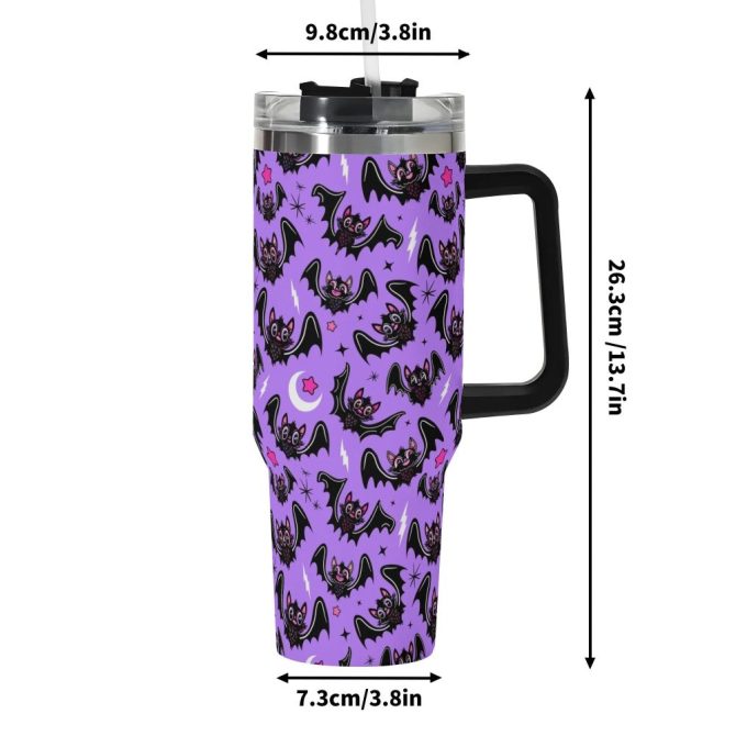 Halloween Oh Bats Cute Custom Stanley Quencher 40Oz Stainless Steel Tumbler With Handle - Image 6