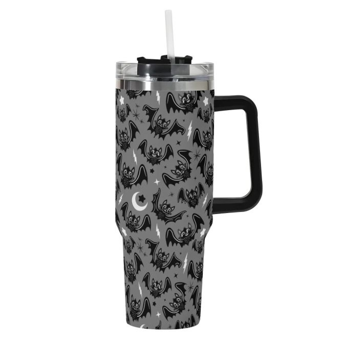 Halloween Oh Bats Cute Custom Stanley Quencher 40Oz Stainless Steel Tumbler With Handle - Image 2