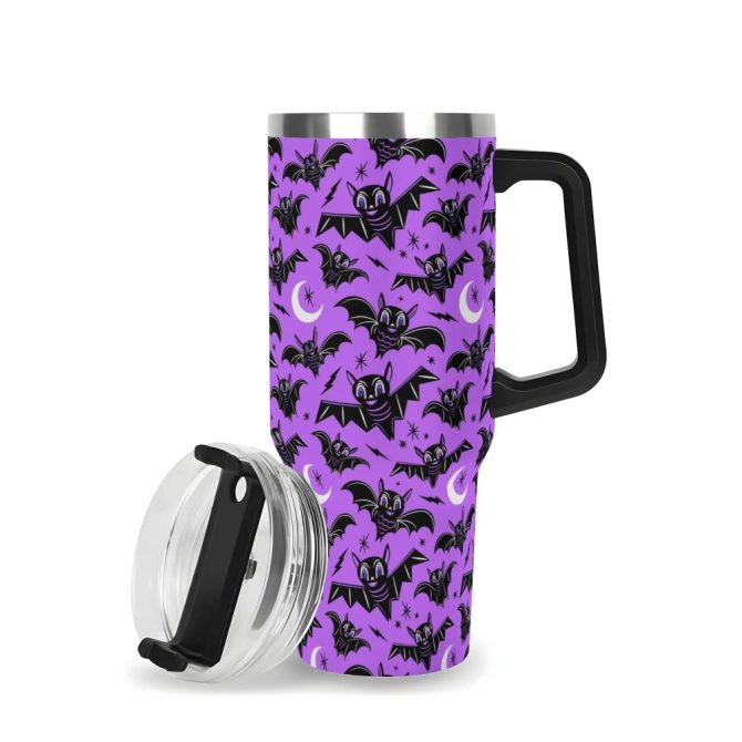 Halloween Oh Bats Cute Custom Stanley Quencher 40Oz Stainless Steel Tumbler With Handle
