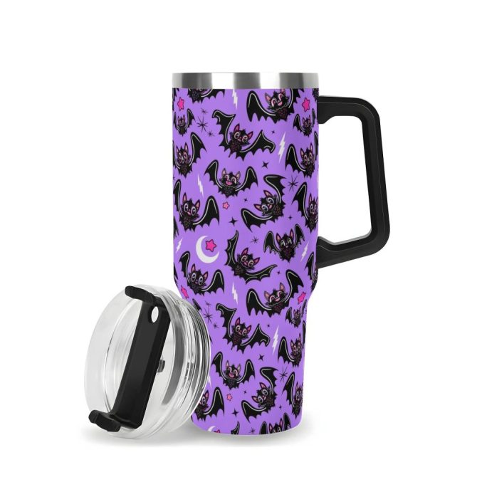 Halloween Oh Bats Cute Custom Stanley Quencher 40Oz Stainless Steel Tumbler With Handle