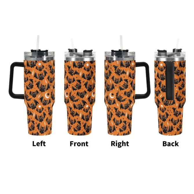 Halloween Oh Bats Cute Custom Stanley Quencher 40Oz Stainless Steel Tumbler With Handle - Image 3