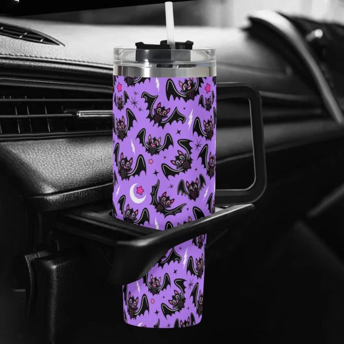 Halloween Oh Bats Cute Custom Stanley Quencher 40Oz Stainless Steel Tumbler With Handle - Image 5