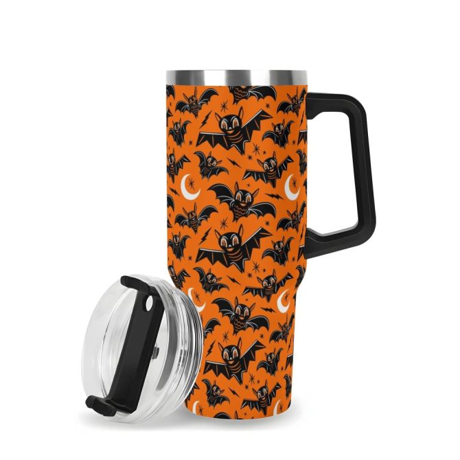 Halloween Oh Bats Cute Custom Stanley Quencher 40Oz Stainless Steel Tumbler With Handle