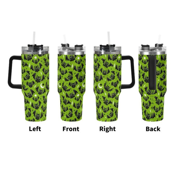 Halloween Oh Bats Cute Custom Stanley Quencher 40Oz Stainless Steel Tumbler With Handle - Image 3