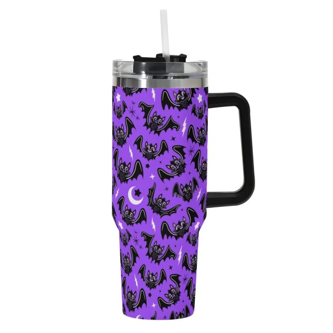 Halloween Oh Bats Cute Custom Stanley Quencher 40Oz Stainless Steel Tumbler With Handle - Image 2