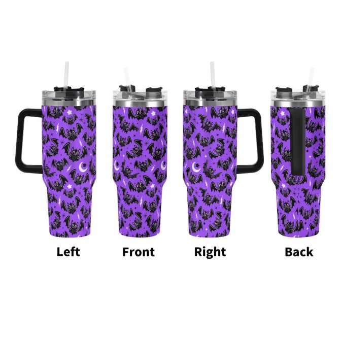 Halloween Oh Bats Cute Custom Stanley Quencher 40Oz Stainless Steel Tumbler With Handle - Image 3