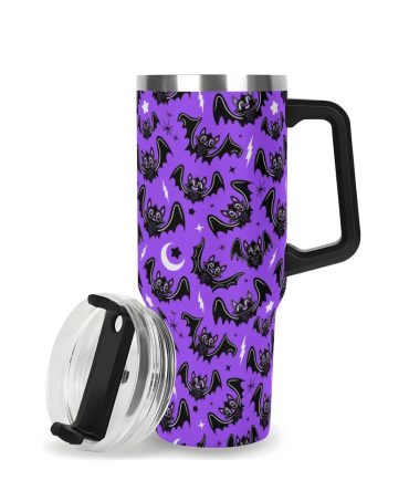 Halloween Oh Bats Cute Custom Stanley Quencher 40Oz Stainless Steel Tumbler With Handle