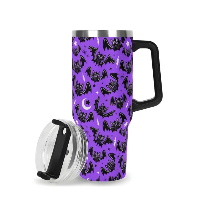 Halloween Oh Bats Cute Custom Stanley Quencher 40Oz Stainless Steel Tumbler With Handle