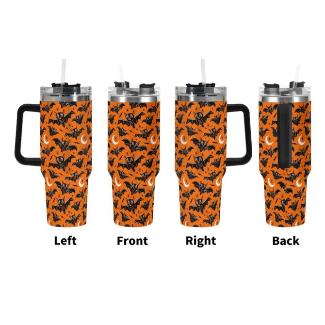 Halloween Oh Bats Cute Custom Stanley Quencher 40Oz Stainless Steel Tumbler With Handle - Image 3