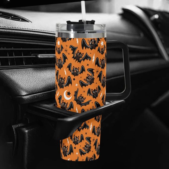 Halloween Oh Bats Cute Custom Stanley Quencher 40Oz Stainless Steel Tumbler With Handle - Image 5