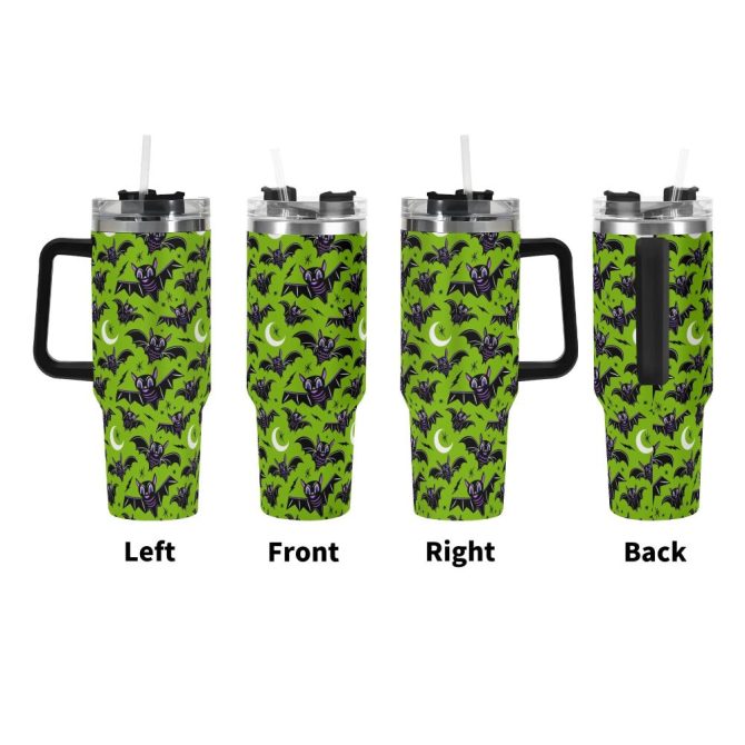Halloween Oh Bats Cute Custom Stanley Quencher 40Oz Stainless Steel Tumbler With Handle - Image 3