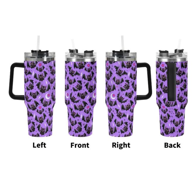Halloween Oh Bats Cute Custom Stanley Quencher 40Oz Stainless Steel Tumbler With Handle - Image 3