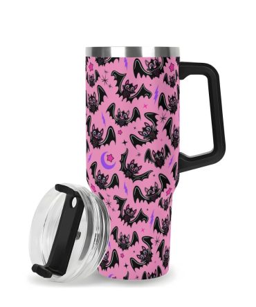 Halloween Oh Bats Cute Custom Stanley Quencher 40Oz Stainless Steel Tumbler With Handle