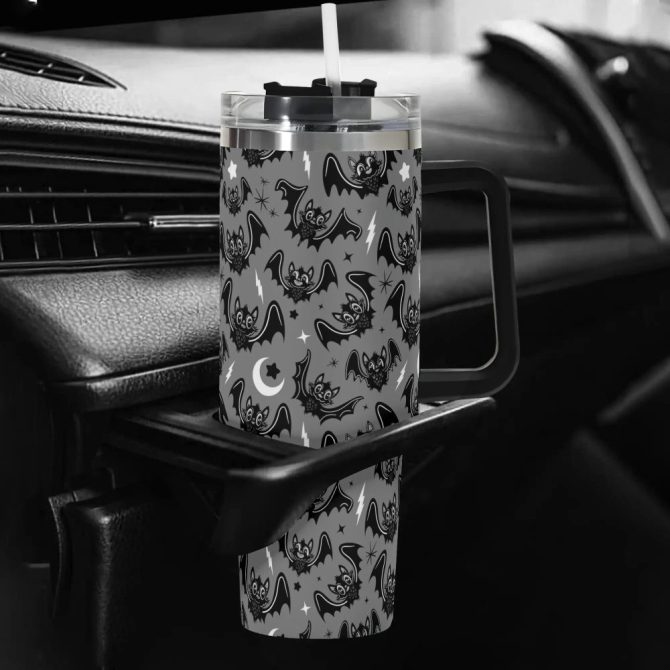 Halloween Oh Bats Cute Custom Stanley Quencher 40Oz Stainless Steel Tumbler With Handle - Image 5
