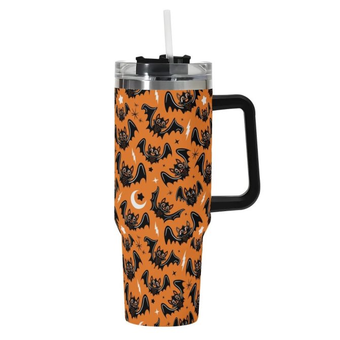 Halloween Oh Bats Cute Custom Stanley Quencher 40Oz Stainless Steel Tumbler With Handle - Image 2