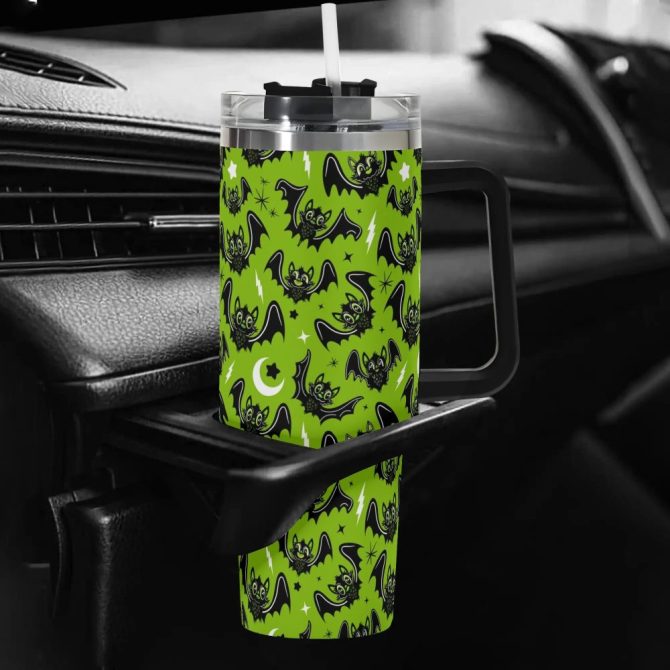 Halloween Oh Bats Cute Custom Stanley Quencher 40Oz Stainless Steel Tumbler With Handle - Image 5