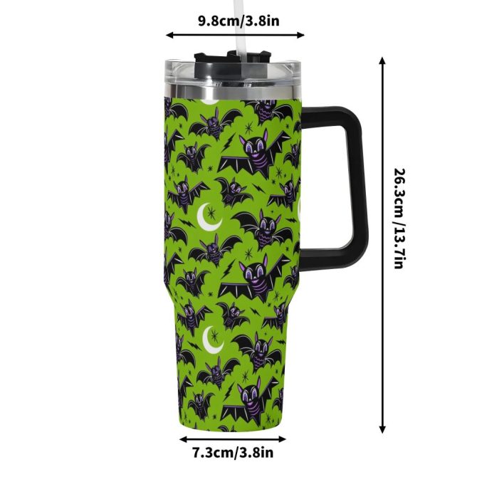 Halloween Oh Bats Cute Custom Stanley Quencher 40Oz Stainless Steel Tumbler With Handle - Image 6