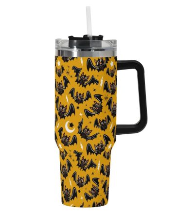 Halloween Oh Bats Cute Custom Stanley Quencher 40Oz Stainless Steel Tumbler With Handle