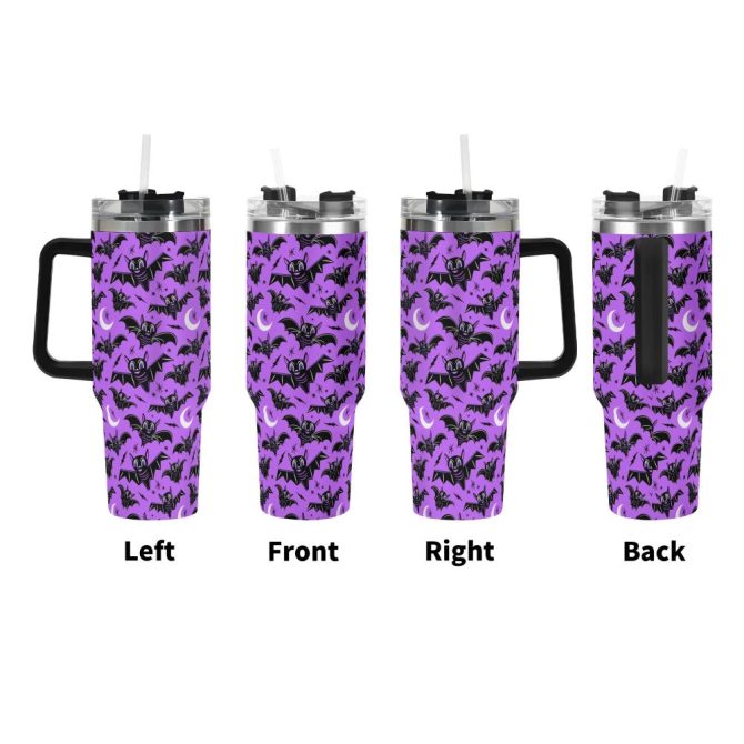 Halloween Oh Bats Cute Custom Stanley Quencher 40Oz Stainless Steel Tumbler With Handle - Image 3