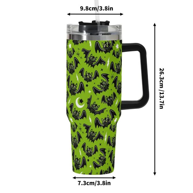 Halloween Oh Bats Cute Custom Stanley Quencher 40Oz Stainless Steel Tumbler With Handle - Image 6