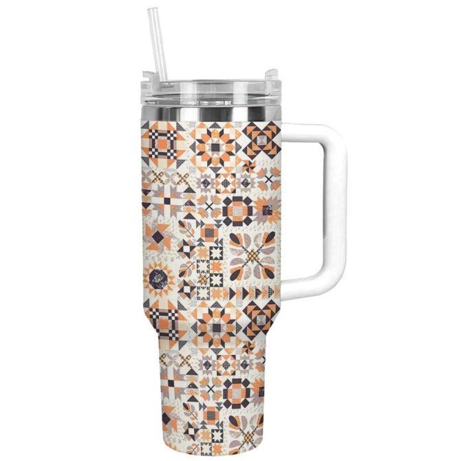 Halloween Patchwork Custom Stanley Quencher 40Oz Stainless Steel Tumbler With Handle - Image 12