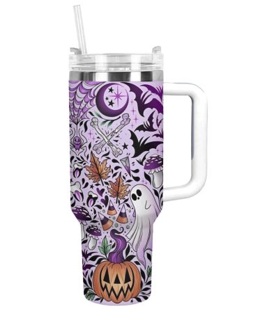 Halloween Pattern Custom Stanley Quencher 40Oz Stainless Steel Tumbler With Handle
