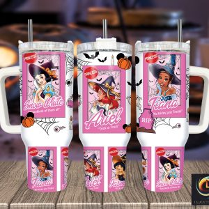 Halloween Princesses Disney Cartoon Custom Stanley Quencher 40Oz Stainless Steel Tumbler With Handle