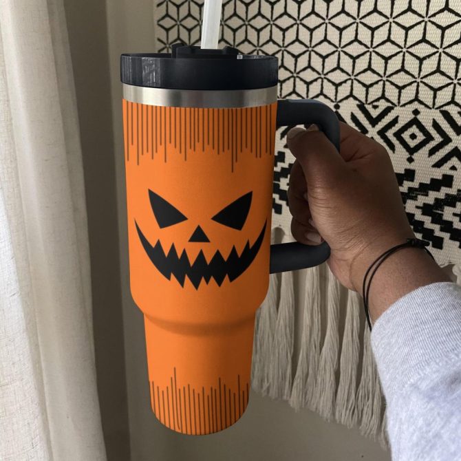Halloween Pumpkin Custom Stanley Quencher 40Oz Stainless Steel Tumbler With Handle - Image 4
