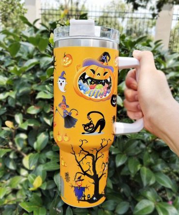 Halloween Pumpkin Custom Stanley Quencher 40Oz Stainless Steel Tumbler With Handle