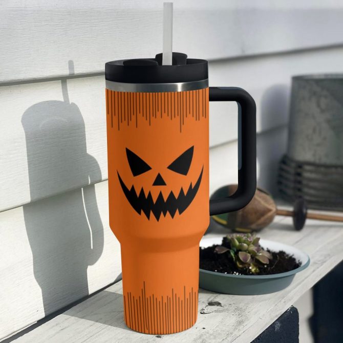 Halloween Pumpkin Custom Stanley Quencher 40Oz Stainless Steel Tumbler With Handle - Image 2