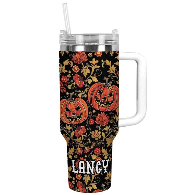 Halloween Pumpkin Custom Stanley Quencher 40Oz Stainless Steel Tumbler With Handle - Image 12