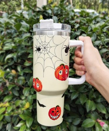 Halloween Pumpkin Custom Stanley Quencher 40Oz Stainless Steel Tumbler With Handle