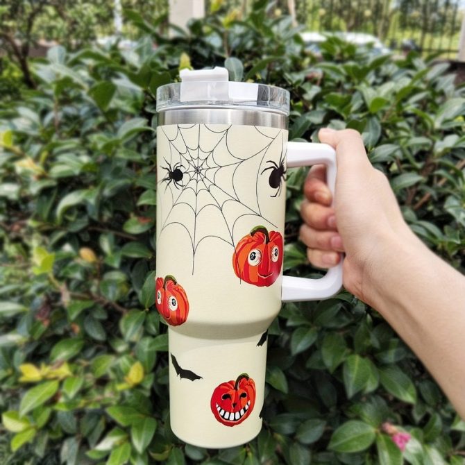 Halloween Pumpkin Custom Stanley Quencher 40Oz Stainless Steel Tumbler With Handle