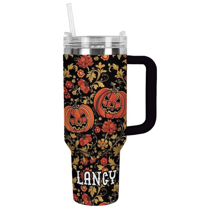 Halloween Pumpkin Custom Stanley Quencher 40Oz Stainless Steel Tumbler With Handle - Image 13