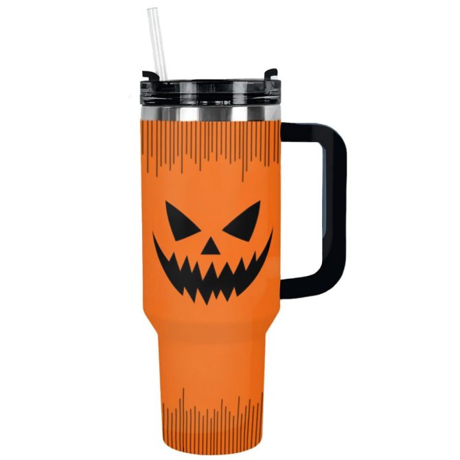 Halloween Pumpkin Custom Stanley Quencher 40Oz Stainless Steel Tumbler With Handle