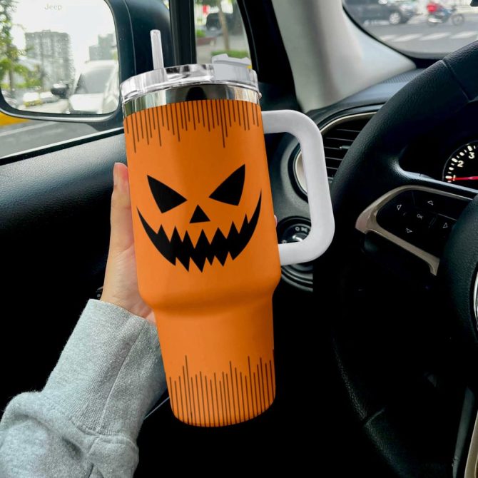 Halloween Pumpkin Custom Stanley Quencher 40Oz Stainless Steel Tumbler With Handle - Image 3