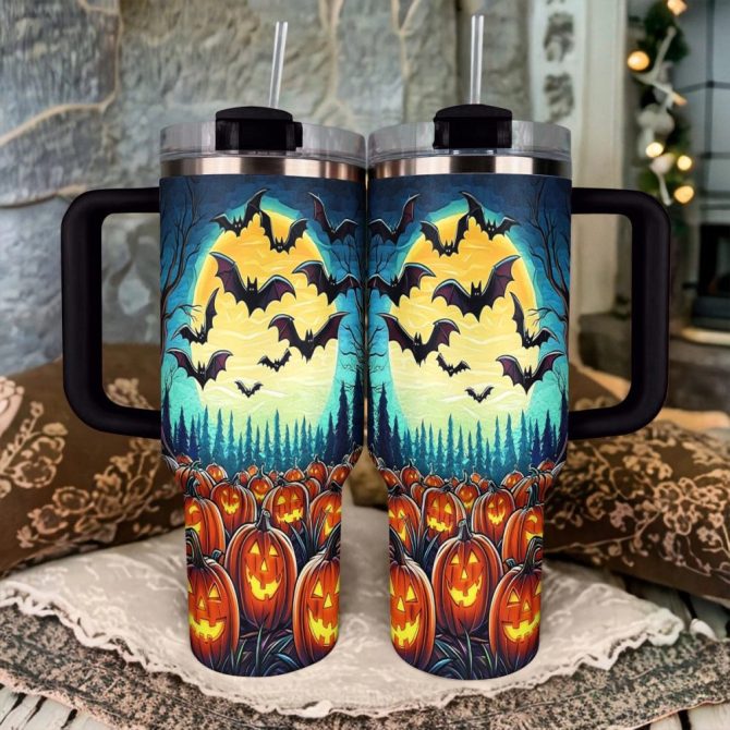 Halloween Pumpkin Patch Custom Stanley Quencher 40Oz Stainless Steel Tumbler With Handle - Image 2